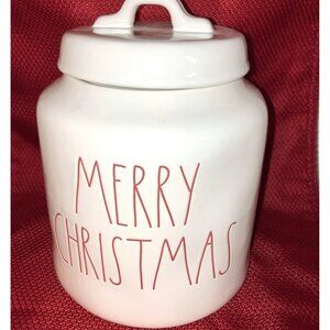 Rae Dunn Magenta MERRY CHRISTMAS Canister White
